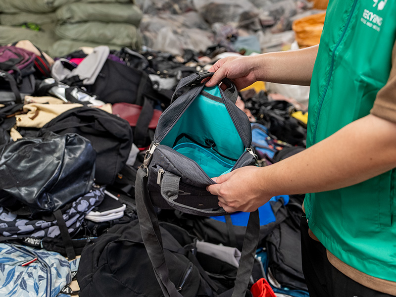 We check the insides of all used bags to ensure their quality.