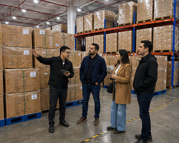 South American customers visit stainless steel kitchenware factory