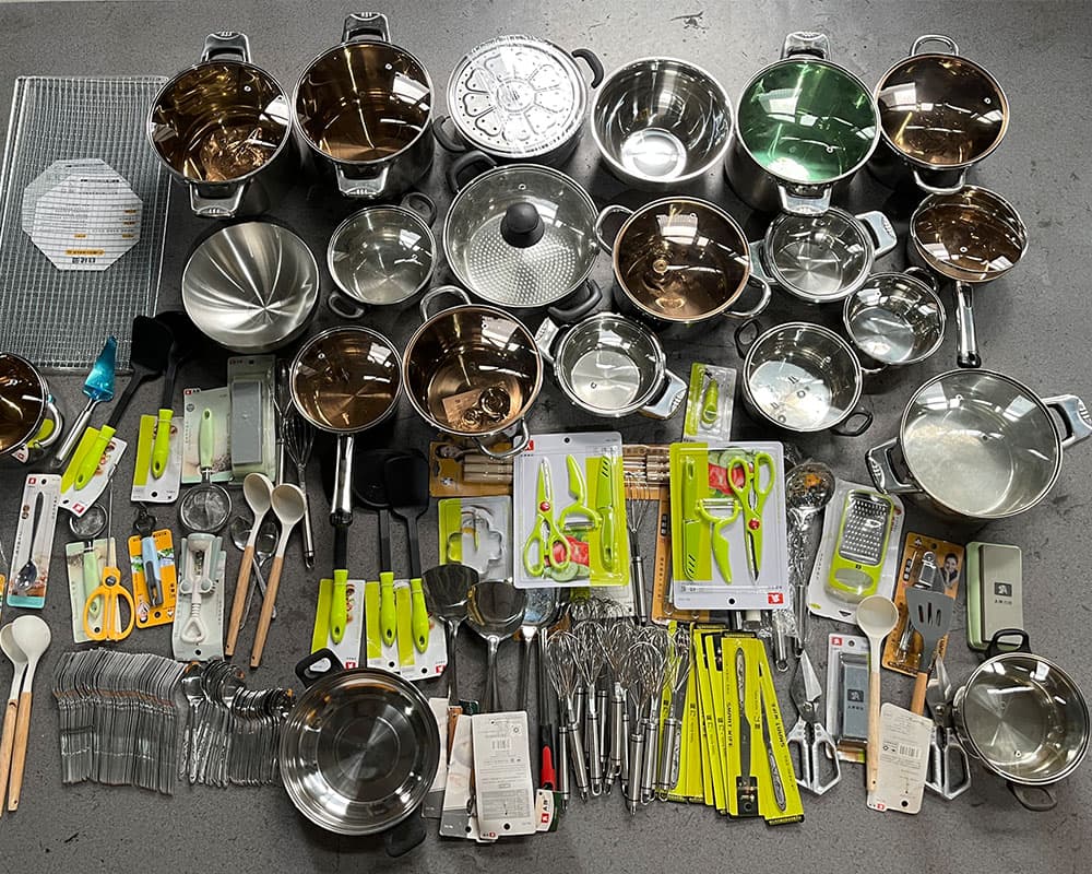 Wholesale mixed stainless steel kitchenware sets supplier